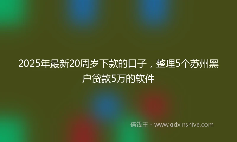 2025年最新20周岁下款的口子，整理5个苏州黑户贷款5万的软件