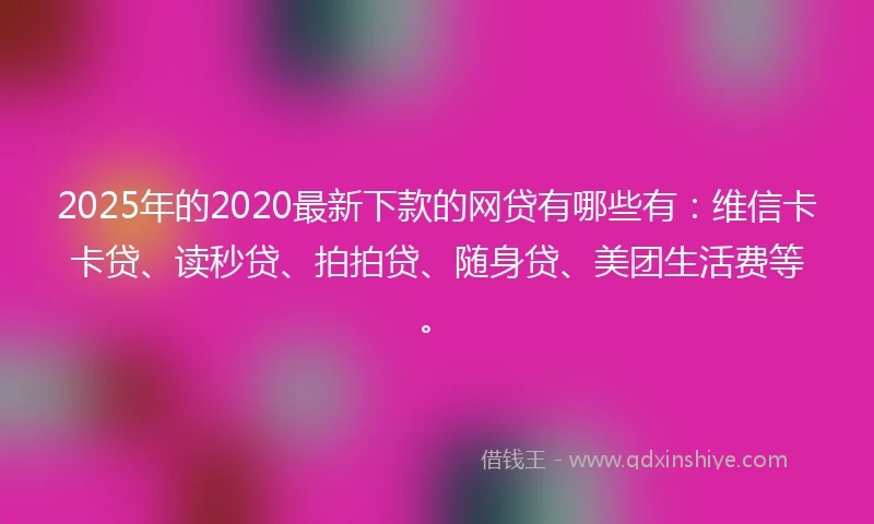 2025年的2020最新下款的网贷有哪些有：维信卡卡贷、读秒贷、拍拍贷、随身贷、美团生活费等。