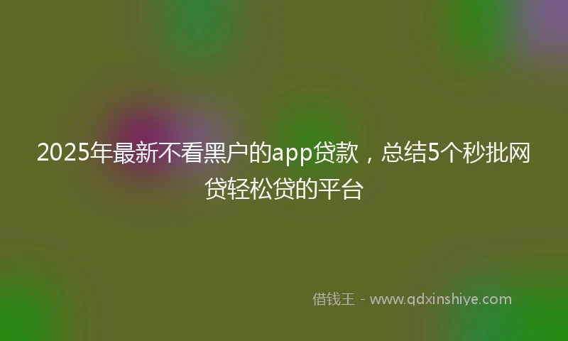 2025年最新不看黑户的app贷款，总结5个秒批网贷轻松贷的平台