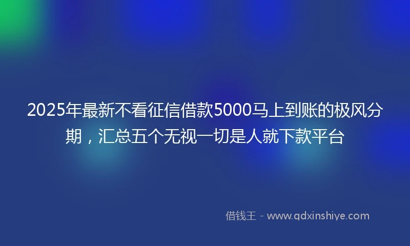 2025年最新不看征信借款5000马上到账的极风分期，汇总五个无视一切是人就下款平台