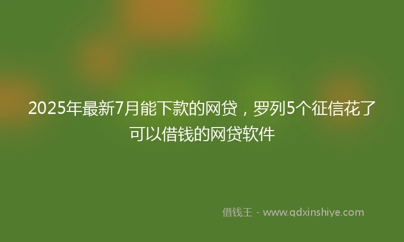 2025年最新7月能下款的网贷，罗列5个征信花了可以借钱的网贷软件