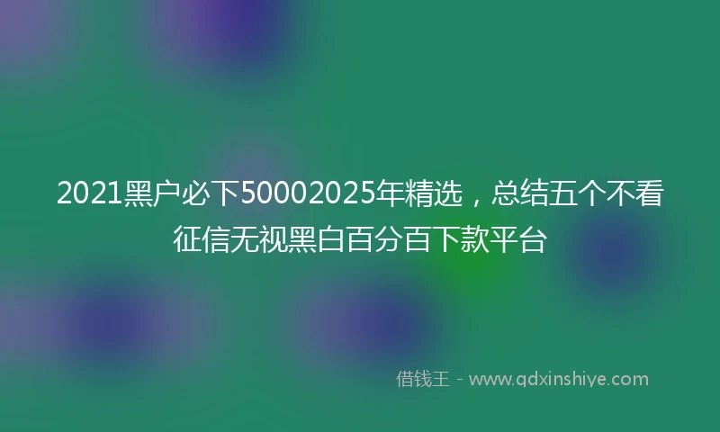 2021黑户必下50002025年精选，总结五个不看征信无视黑白百分百下款平台
