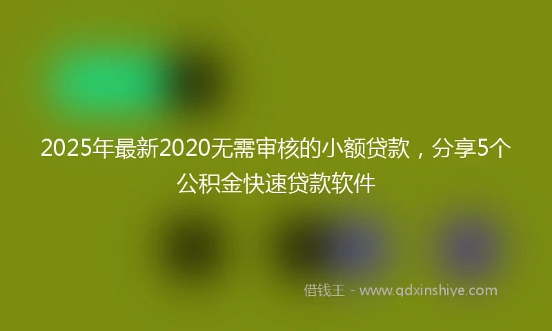 2025年最新2020无需审核的小额贷款，分享5个公积金快速贷款软件