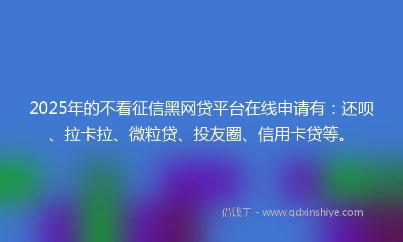 2025年的不看征信黑网贷平台在线申请有：还呗、拉卡拉、微粒贷、投友圈、信用卡贷等。
