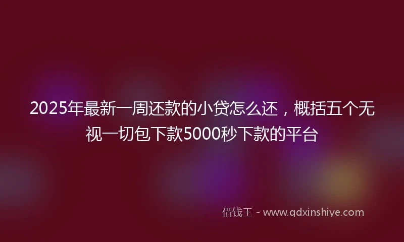 2025年最新一周还款的小贷怎么还，概括五个无视一切包下款5000秒下款的平台