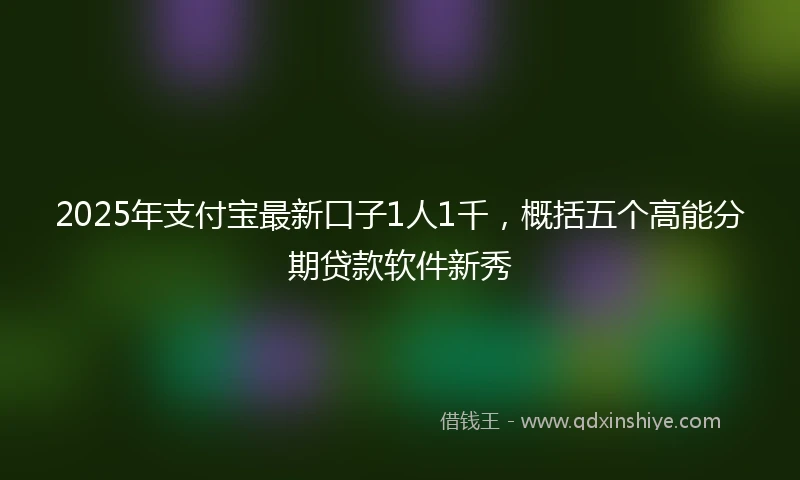 2025年支付宝最新口子1人1千，概括五个高能分期贷款软件新秀