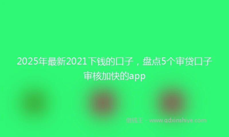 2025年最新2021下钱的口子，盘点5个审贷口子审核加快的app