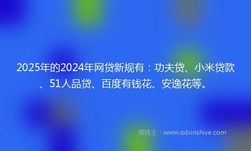 2025年的2024年网贷新规有：功夫贷、小米贷款、51人品贷、百度有钱花、安逸花等。