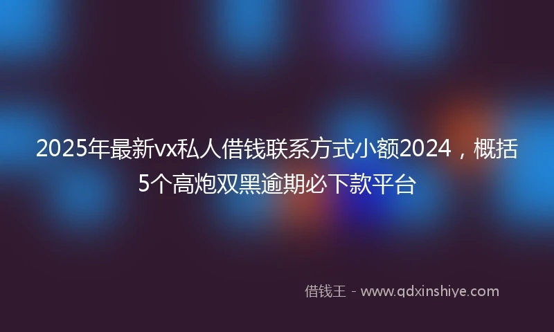 2025年最新vx私人借钱联系方式小额2024，概括5个高炮双黑逾期必下款平台
