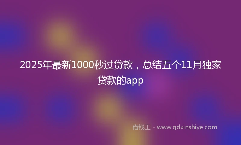 2025年最新1000秒过贷款，总结五个11月独家贷款的app