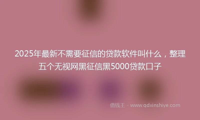 2025年最新不需要征信的贷款软件叫什么，整理五个无视网黑征信黑5000贷款口子