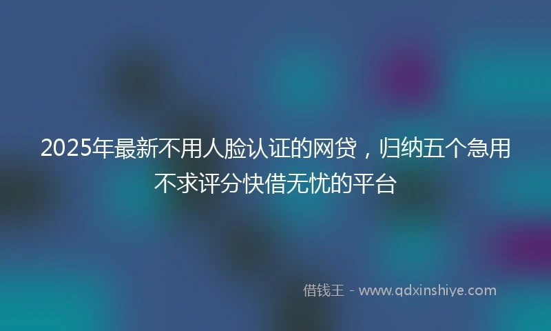 2025年最新不用人脸认证的网贷，归纳五个急用不求评分快借无忧的平台