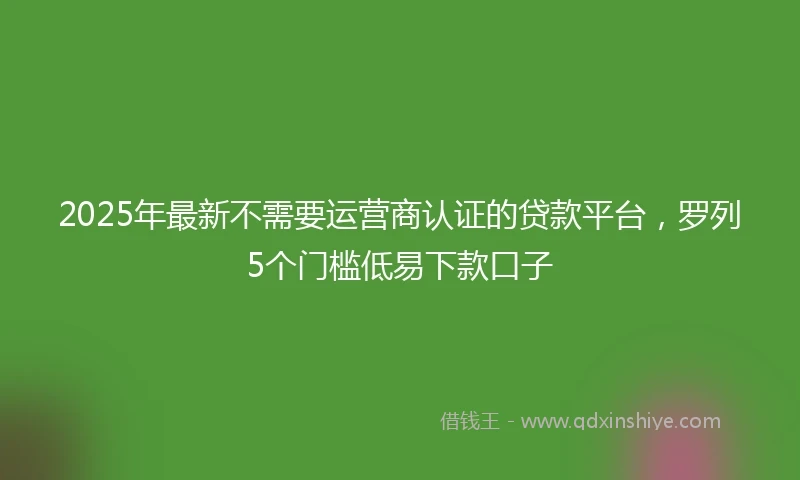 2025年最新不需要运营商认证的贷款平台，罗列5个门槛低易下款口子