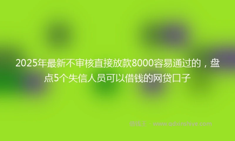 2025年最新不审核直接放款8000容易通过的，盘点5个失信人员可以借钱的网贷口子