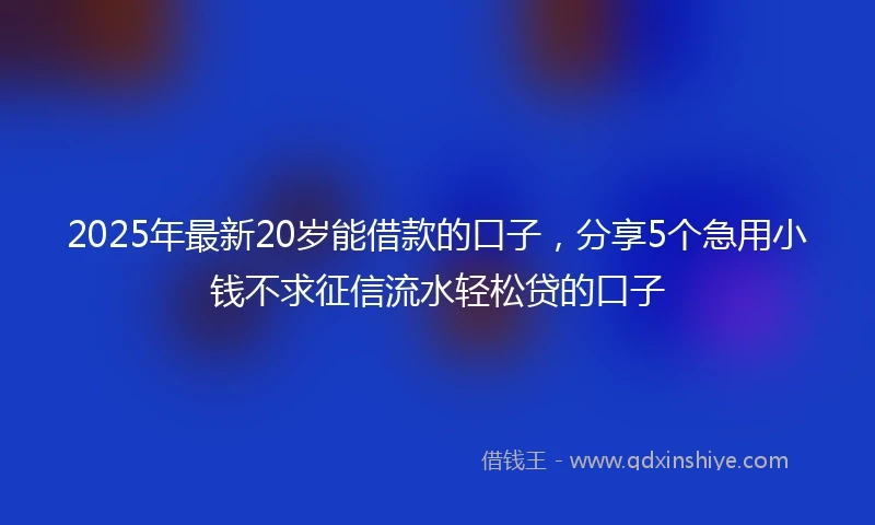 2025年最新20岁能借款的口子，分享5个急用小钱不求征信流水轻松贷的口子