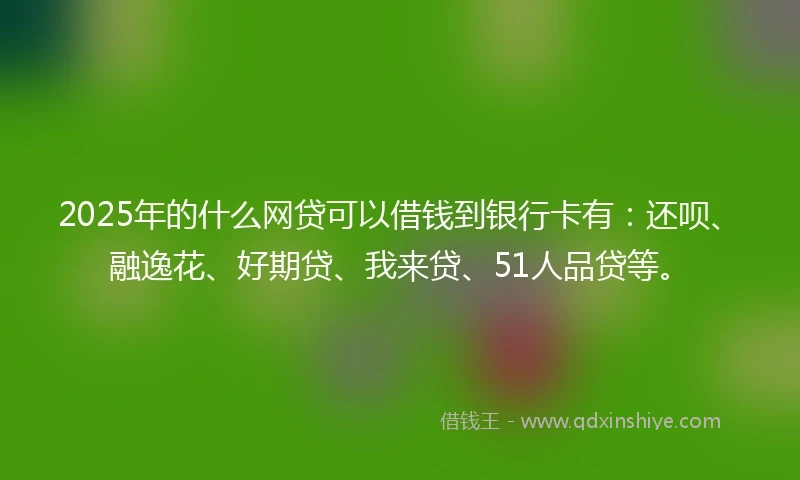 2025年的什么网贷可以借钱到银行卡有：还呗、融逸花、好期贷、我来贷、51人品贷等。