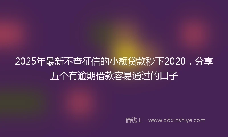 2025年最新不查征信的小额贷款秒下2020，分享五个有逾期借款容易通过的口子