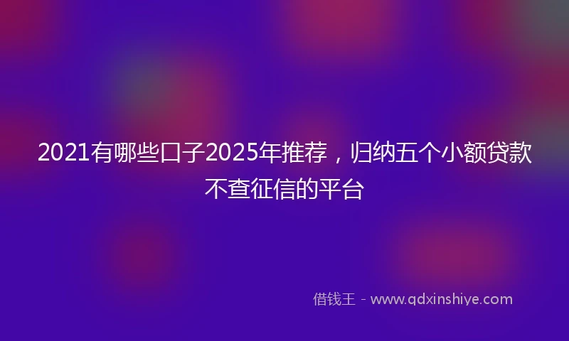 2021有哪些口子2025年推荐，归纳五个小额贷款不查征信的平台