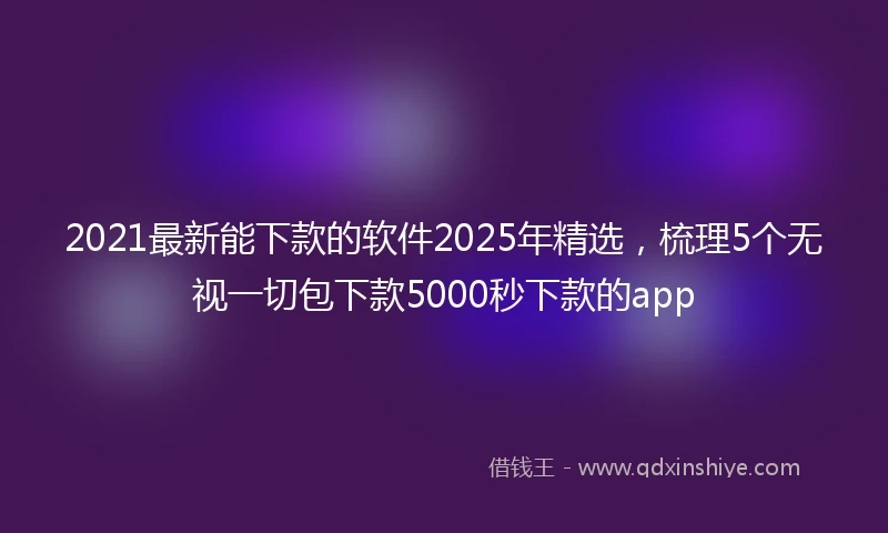 2021最新能下款的软件2025年精选，梳理5个无视一切包下款5000秒下款的app