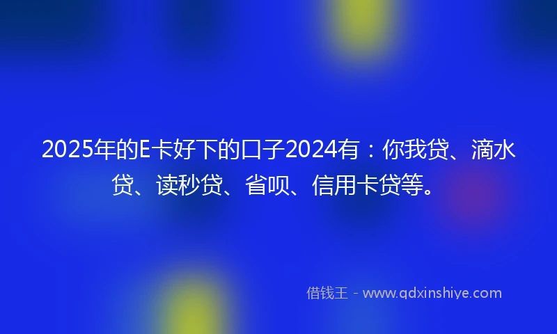 2025年的E卡好下的口子2024有：你我贷、滴水贷、读秒贷、省呗、信用卡贷等。