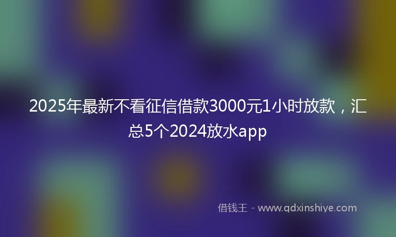 2025年最新不看征信借款3000元1小时放款，汇总5个2024放水app