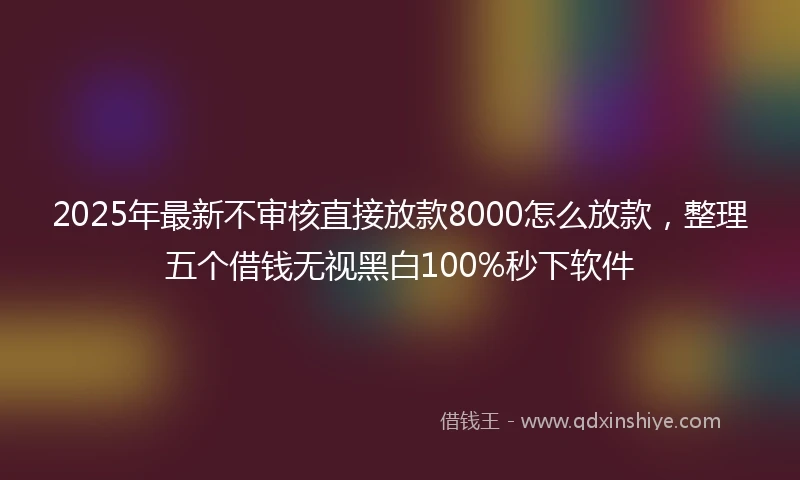 2025年最新不审核直接放款8000怎么放款，整理五个借钱无视黑白100%秒下软件