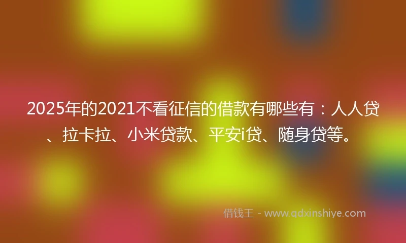 2025年的2021不看征信的借款有哪些有：人人贷、拉卡拉、小米贷款、平安i贷、随身贷等。