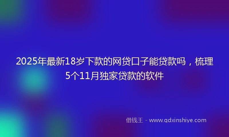 2025年最新18岁下款的网贷口子能贷款吗，梳理5个11月独家贷款的软件