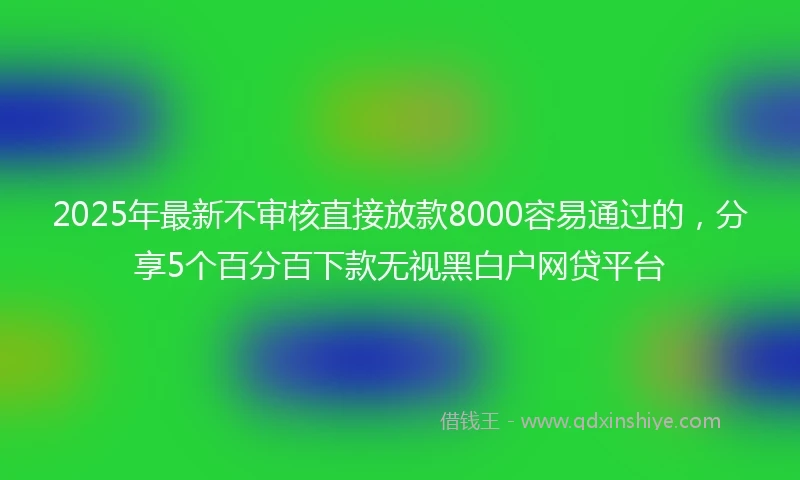 2025年最新不审核直接放款8000容易通过的，分享5个百分百下款无视黑白户网贷平台
