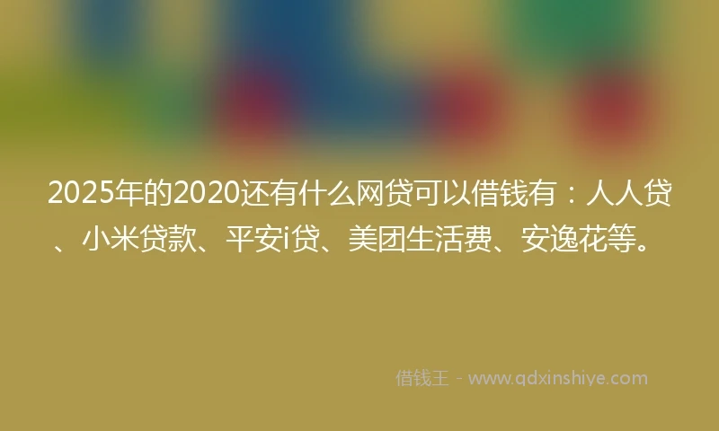 2025年的2020还有什么网贷可以借钱有：人人贷、小米贷款、平安i贷、美团生活费、安逸花等。