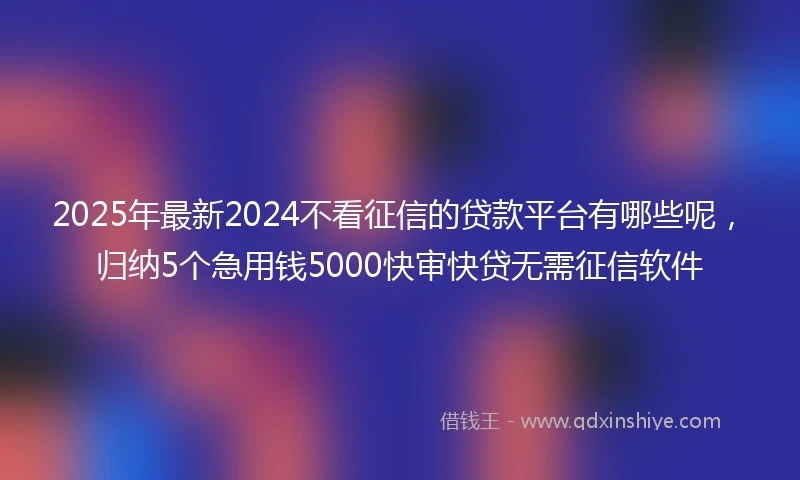 2025年最新2024不看征信的贷款平台有哪些呢，归纳5个急用钱5000快审快贷无需征信软件