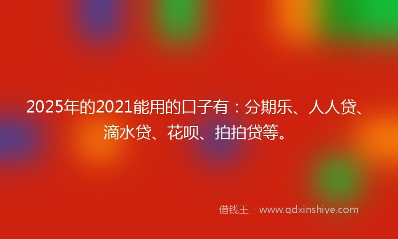 2025年的2021能用的口子有：分期乐、人人贷、滴水贷、花呗、拍拍贷等。
