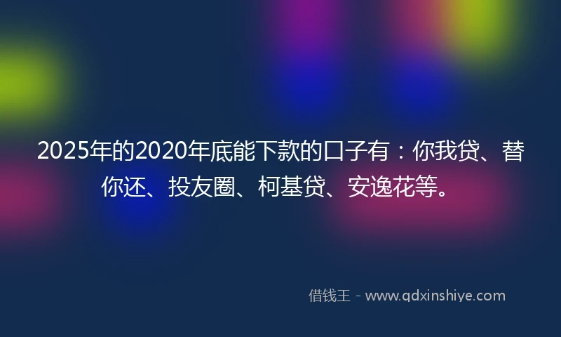 2025年的2020年底能下款的口子有：你我贷、替你还、投友圈、柯基贷、安逸花等。