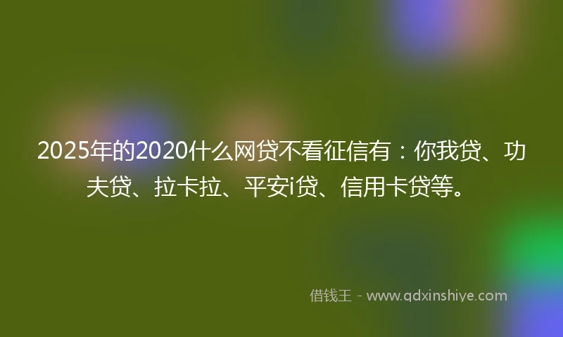 2025年的2020什么网贷不看征信有：你我贷、功夫贷、拉卡拉、平安i贷、信用卡贷等。