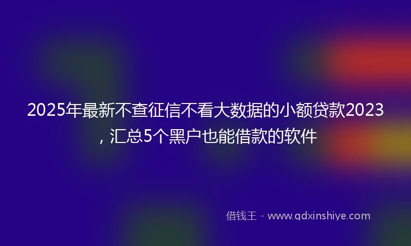 2025年最新不查征信不看大数据的小额贷款2023，汇总5个黑户也能借款的软件