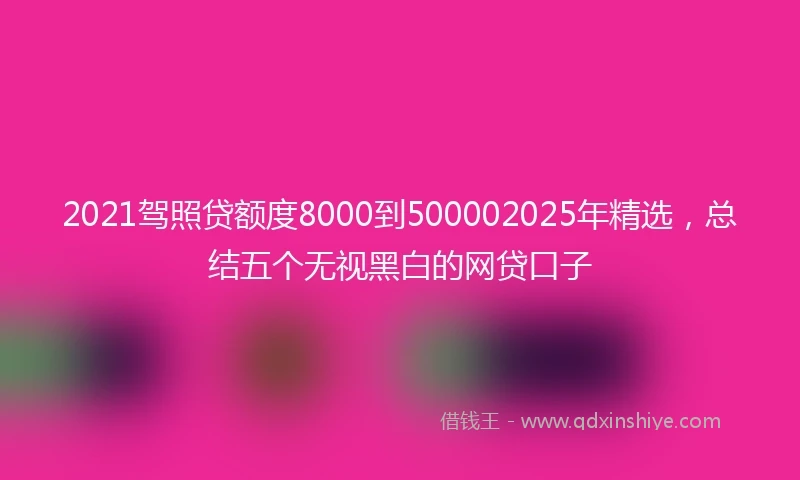 2021驾照贷额度8000到500002025年精选，总结五个无视黑白的网贷口子