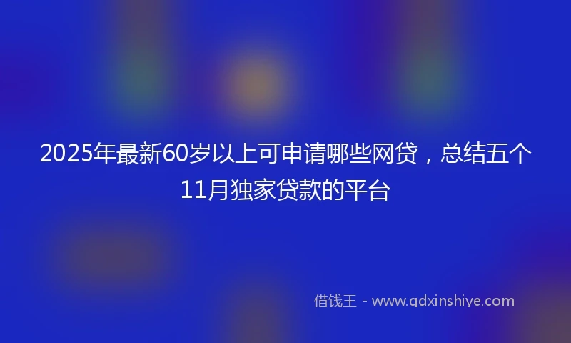 2025年最新60岁以上可申请哪些网贷，总结五个11月独家贷款的平台