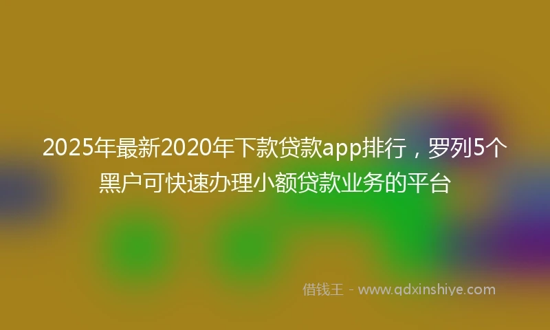 2025年最新2020年下款贷款app排行，罗列5个黑户可快速办理小额贷款业务的平台
