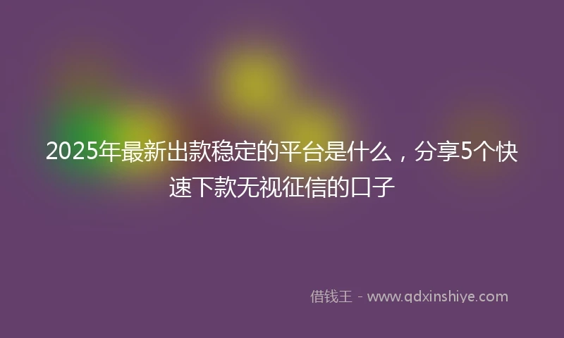 2025年最新出款稳定的平台是什么，分享5个快速下款无视征信的口子
