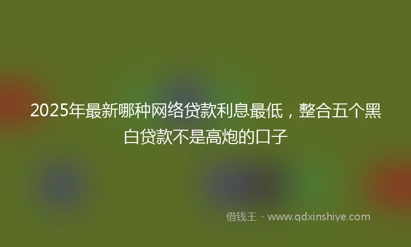 2025年最新哪种网络贷款利息最低，整合五个黑白贷款不是高炮的口子