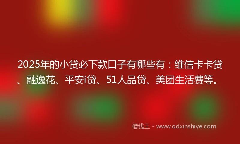 2025年的小贷必下款口子有哪些有：维信卡卡贷、融逸花、平安i贷、51人品贷、美团生活费等。