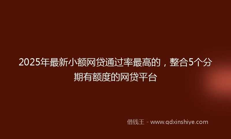 2025年最新小额网贷通过率最高的，整合5个分期有额度的网贷平台