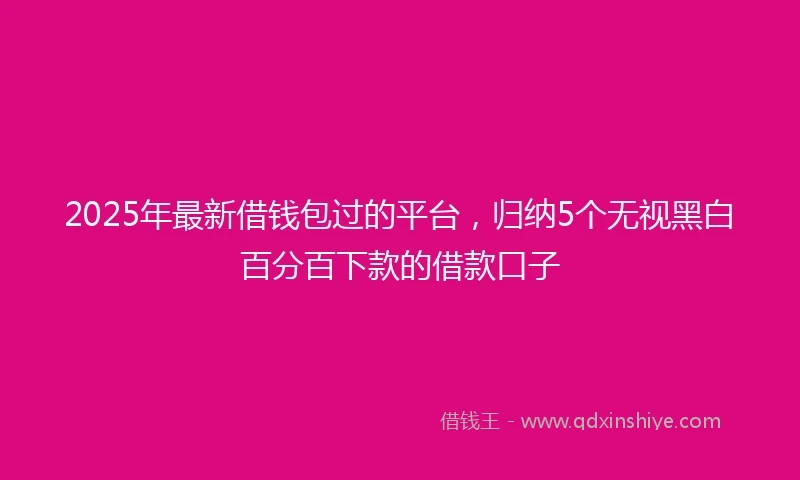2025年最新借钱包过的平台，归纳5个无视黑白百分百下款的借款口子