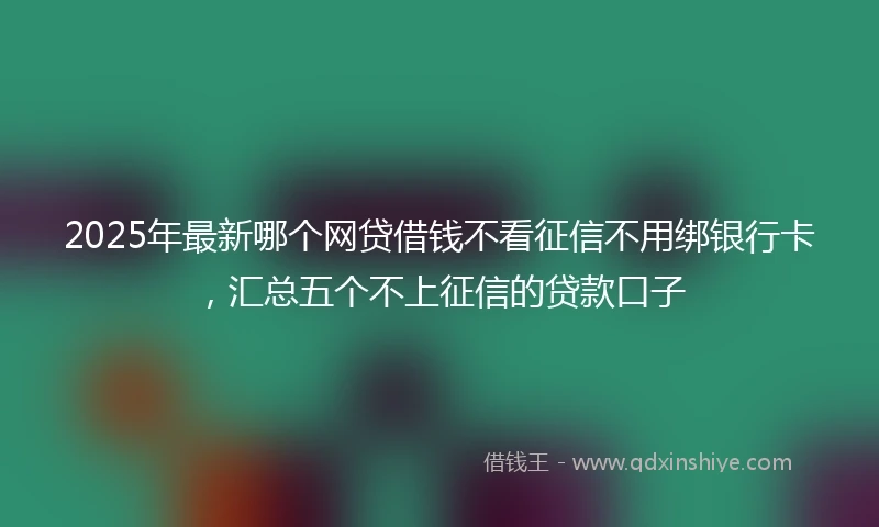 2025年最新哪个网贷借钱不看征信不用绑银行卡，汇总五个不上征信的贷款口子
