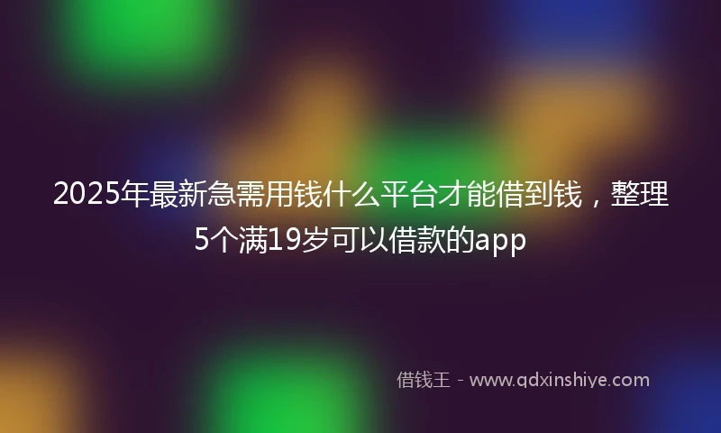 2025年最新急需用钱什么平台才能借到钱，整理5个满19岁可以借款的app