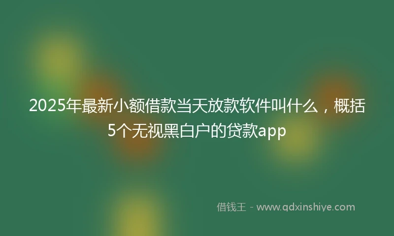 2025年最新小额借款当天放款软件叫什么，概括5个无视黑白户的贷款app