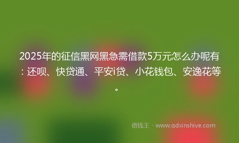 2025年的征信黑网黑急需借款5万元怎么办呢有：还呗、快贷通、平安i贷、小花钱包、安逸花等。
