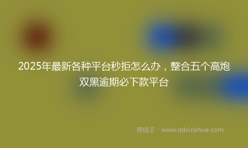 2025年最新各种平台秒拒怎么办，整合五个高炮双黑逾期必下款平台
