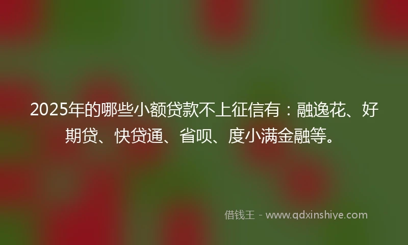 2025年的哪些小额贷款不上征信有：融逸花、好期贷、快贷通、省呗、度小满金融等。