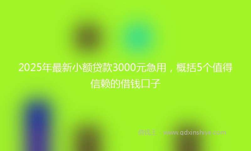 2025年最新小额贷款3000元急用，概括5个值得信赖的借钱口子